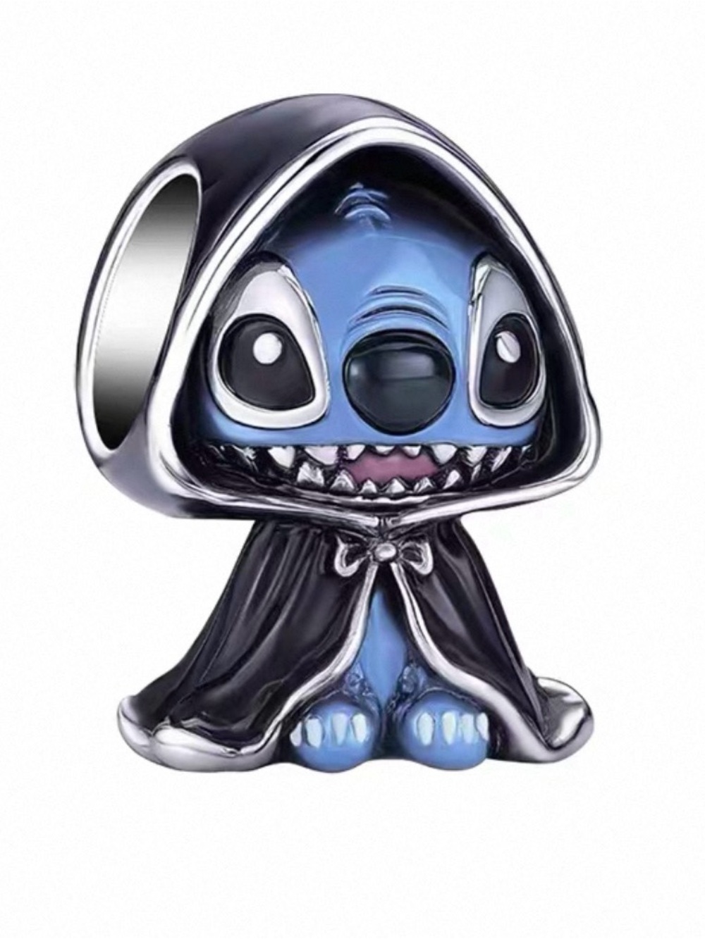 Silver Sanrio Disney Stitch with Black Hooded Robe Charm